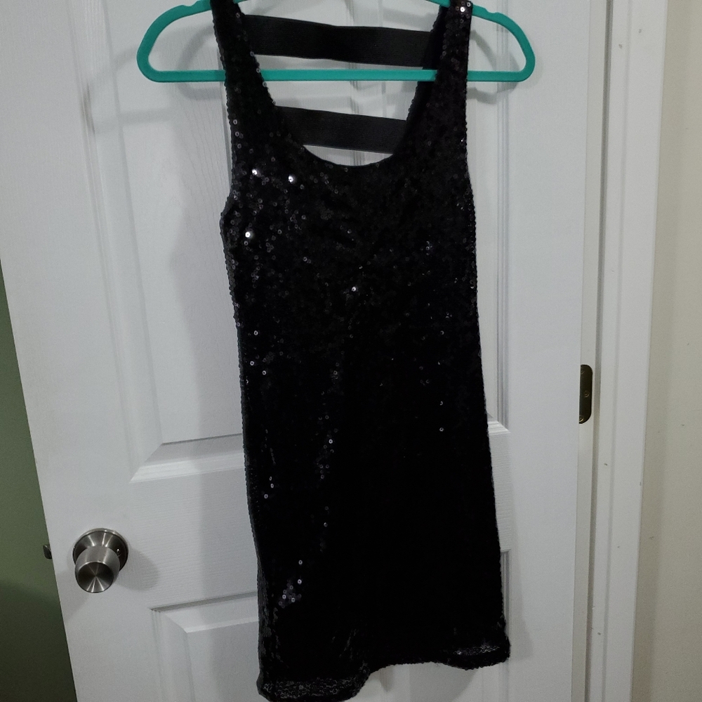 Black sequin mini dress